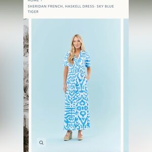 NWT, Sheridan French Haskell dress in sky blue tiger, L